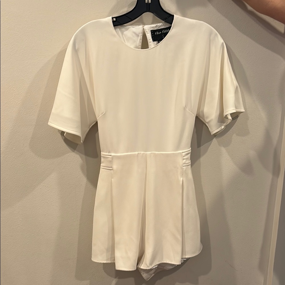 The Fifth Label Cream Flutter Sleeve Romper